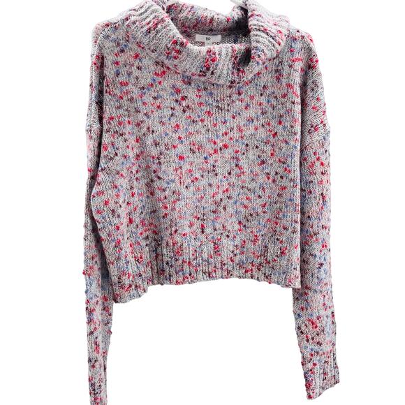 BP SZ M cowl neck gray multi color knit pullover sweater NWT B28 - Picture 1 of 8